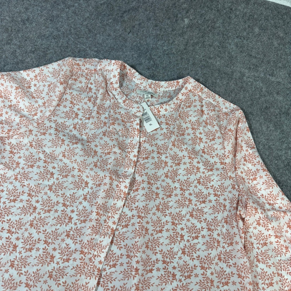 Jachs Girlfriend Womens XL Rust White Botanical Leaf Print Button Blouse NWT
